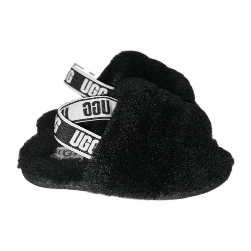 UGG Toddler Fluff Yeah Slide Slippers Black Size 10T/10C